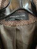Jones New York Women's Brown Herringbone Wool Blend Coat Size 6