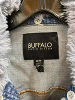 Buffalo David Bitton Women's Denim Jacket with Light Blue Faux Fur Collar Medium