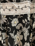 Black and White Floral Patterned Women's Skirt Size Large