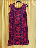 Sleeveless Red and Black Tropical Print Dress With Pockets Size Medium