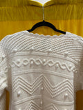 Handknitted White Women's Sweater Size Large