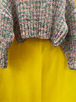 Free People Multicolor Ribbed Knit Cropped Sweater