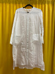 White Long Sleeve Eileen Fisher Button-Up Dress with Pockets Size Petite Medium