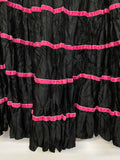 Betsey Johnson Y2K Black Label Black Tiered Skirt Pink Ribbon Accents Size 6