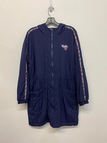 Gola Anthropologie Exclusive Navy Oversized Utility Jacket with Hood and Floral Stripe Detail size Small
