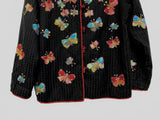 Indigo Moon Black Embroidery Beaded Textured Butterfly Jacket Size Medium Art