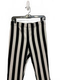 Killstar Black White Striped Stretchy Bodycon Flare Pants Size Large 29”