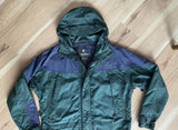 Y2K Solstice Forest Green and Purple Hooded Windbreaker Jacket Men’s Medium