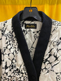 Perlita 100% Silk Quilted Black and White Patterned Puffer Jacket Large