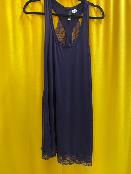 Victoria's Secret Black Lace Trim Chemise Nightwear Size Large