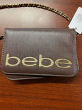 bebe Brown Leather Crossbody Handbag with Chain Strap clean NWT