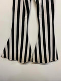 Killstar Black White Striped Stretchy Bodycon Flare Pants Size Large 29”