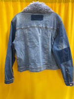 Buffalo David Bitton Women's Denim Jacket with Light Blue Faux Fur Collar Medium