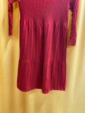 Eileen Fisher Ribbed Pleated 100% Wool Long Sleeve Dress in Rust Red size XS