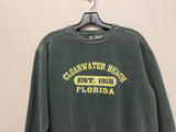 Women's Clearwater Beach Florida Crewneck Sweatshirt Faded Teal Green Medium