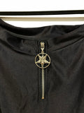Killstar Black Off-Shoulder Top with Goat Pentagram Zipper Pull Size Large Goth