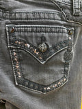 Miss Me Los Angeles Studded Sequin Women's Skinny Jeans Black Bling Pockets 28