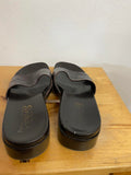 Franco Sarto Brown Croc-Embossed Leather Slide Sandals