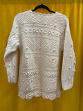 Handknitted White Women's Sweater Size Large
