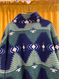 Men's Great Land Geometric Pattern Half-Zip Fleece Jacket Size Large