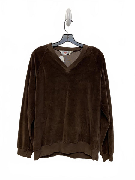 True Vintage Levi's Chocolate Brown Velour V-Neck Sweatshirt Size Large