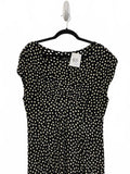 Jones NY Cute Black Polka Dot Cap Sleeve Midi Dress Stretchy Size 16