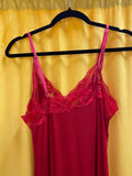 Victorias Secret Red Lace Trim Women's Chemise Nightgown Size Large