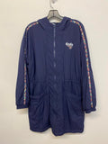 Gola Anthropologie Exclusive Navy Oversized Utility Jacket with Hood and Floral Stripe Detail size Small