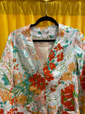 Vera Floral Patterned Button-Up Blazer Jacket Size Medium