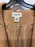St. John's Bay Women Cashmere Blend Double Breast Beige Pea Coat w/ Hood Medium