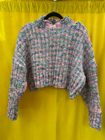 Free People Multicolor Ribbed Knit Cropped Sweater