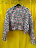 Free People Multicolor Ribbed Knit Cropped Sweater