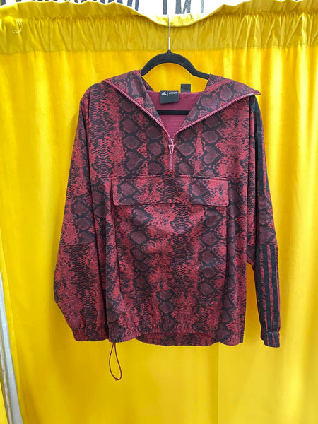 Adidas Ivy Park Women's Red and Black Snake Print Windbreaker Jacket Size 2XS