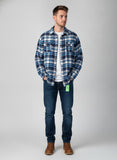 Micros Los Angeles Blue Plaid Fleece-Lined Button Front Shirt Jacket Size L