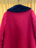 Women's Jesse Green Furriers Red Wool Blend Coat Faux Fur Collar Cuffs Medium