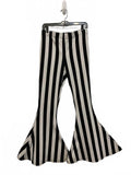 Killstar Black White Striped Stretchy Bodycon Flare Pants Size Large 29”