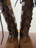 Sorel Joan of Arctic Brown Suede Lace-Up Knee-High Boots Straps size 6 Women’s