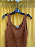 Madewell Brown Ribbed Button-Front Tank Top, Size M Women's