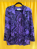 Christian Dior Silk Black Purple Gold Accent Floral Blazer Women’s 14 XL