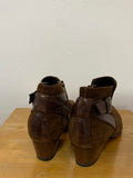 *** Brown Suede Aquatalia Women's Ankle Boots with Side Zipper Size 8.5