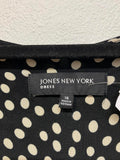 Jones NY Cute Black Polka Dot Cap Sleeve Midi Dress Stretchy Size 16