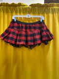 J Templeton Grunge punk plaid mini skirt black floral lace red bow Medium Large