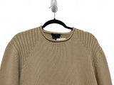DKNY Y2K Men's Crew Roll Neck Sweater Beige Camel Knit 100% Cotton Large