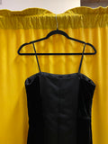 Vintage Velvet Y2K Formal Black Knee-Length Dress  Floral Embellishments Prom