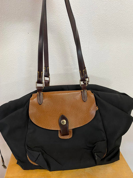 Dooney & Bourke Black and Brown Leather Shoulder Bag