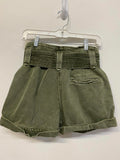 Sézane Olive Green High-Waisted Belted Shorts Size Medium