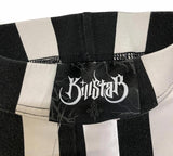 Killstar Black White Striped Stretchy Bodycon Flare Pants Size Large 29”