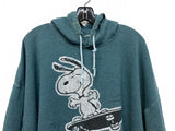 Desert Dreamer Women's Peanuts Snoopy Skateboard Hoodie XL Teal Oversized Cozy