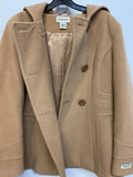 St. John's Bay Women Cashmere Blend Double Breast Beige Pea Coat w/ Hood Medium