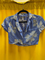 Urban Outfitters Blue Floral Crop Top, Size Small